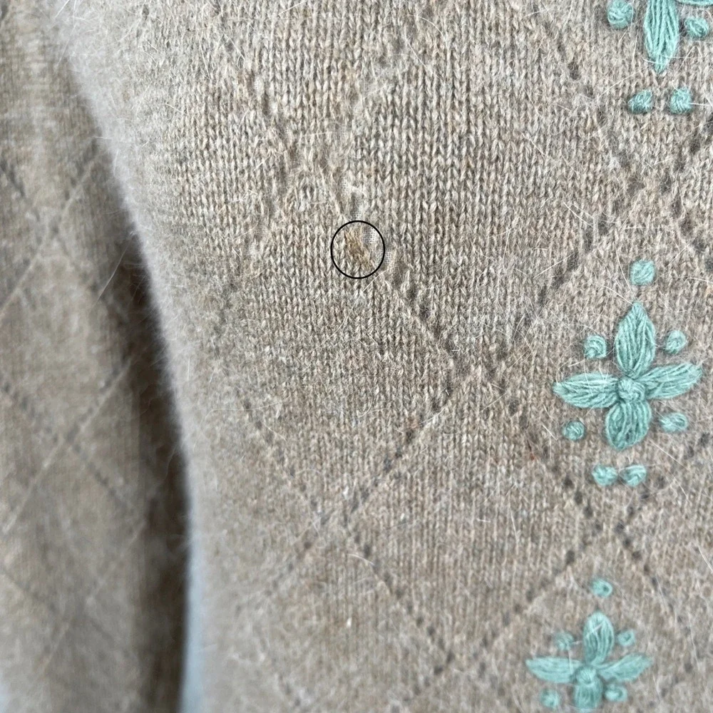 Vintage Stanley Blacker Angora Lambswool Embroidered Cardigan Medium - Picture 13 of 13